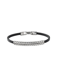 Chevron Black Leather ID Bracelet