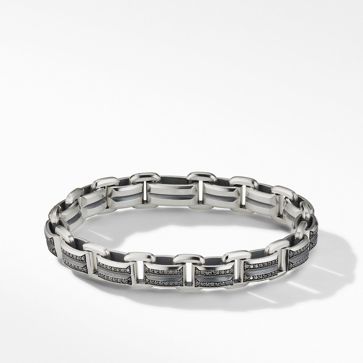 Beveled Link Bracelet with Pavé Black Diamonds