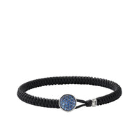 Woven Black Nylon Bracelet with Pavé Sapphires