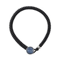 Woven Black Nylon Bracelet with Pavé Sapphires
