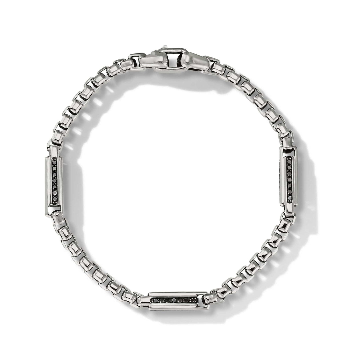 Streamline® Station Box Chain Bracelet with Pavé Black Diamonds