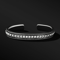 PYRAMID CUFF BRACELET WITH PAVÉ BLACK DIAMONDS, Long's Jewelers