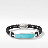 Exotic Stone ID Leather Bracelet with American Turquoise
