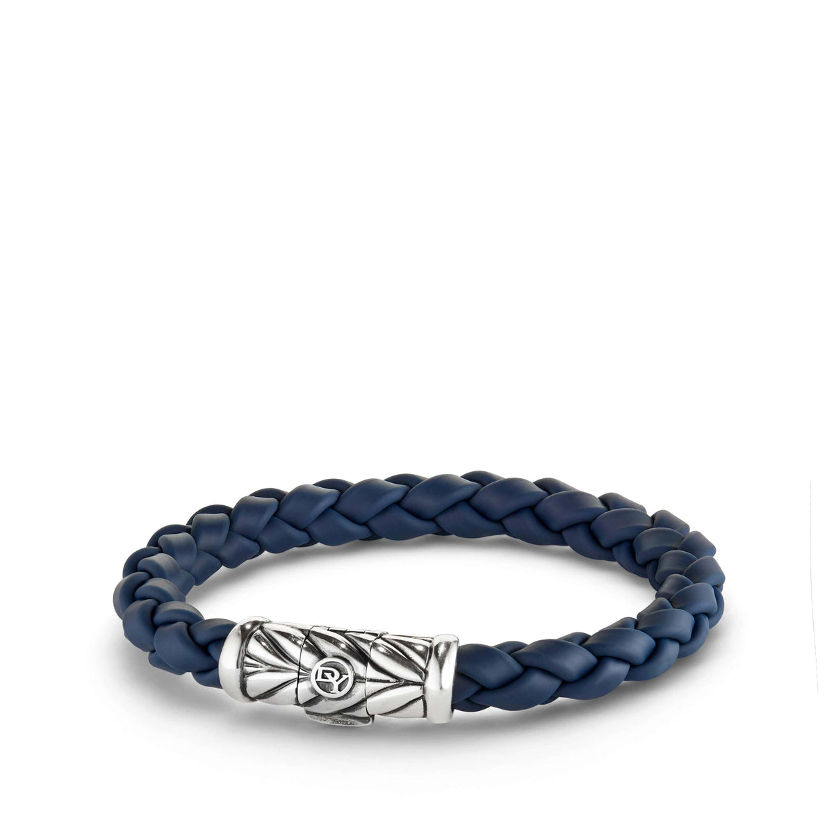 Chevron Rubber Weave Bracelet in Blue