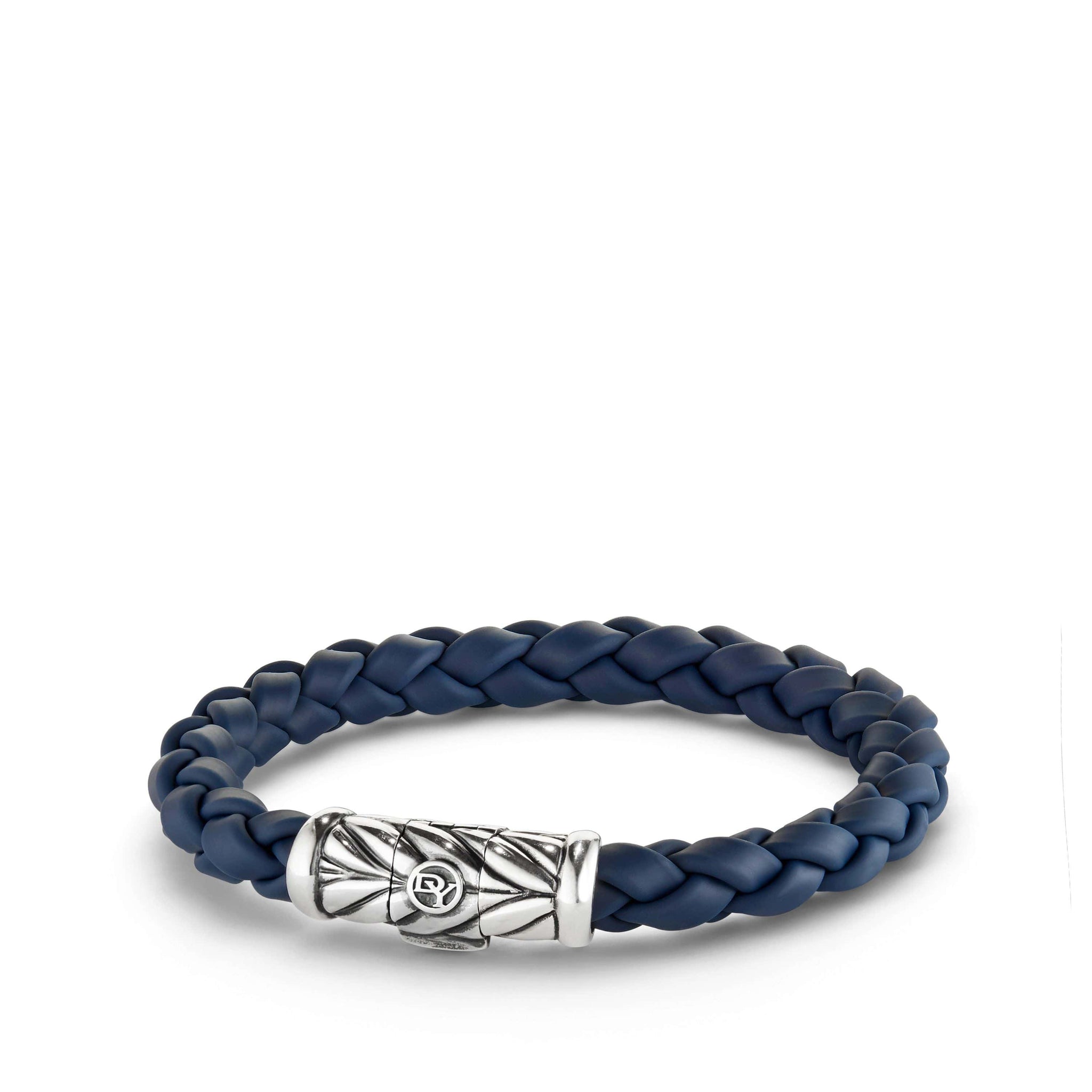 Chevron Rubber Weave Bracelet in Blue