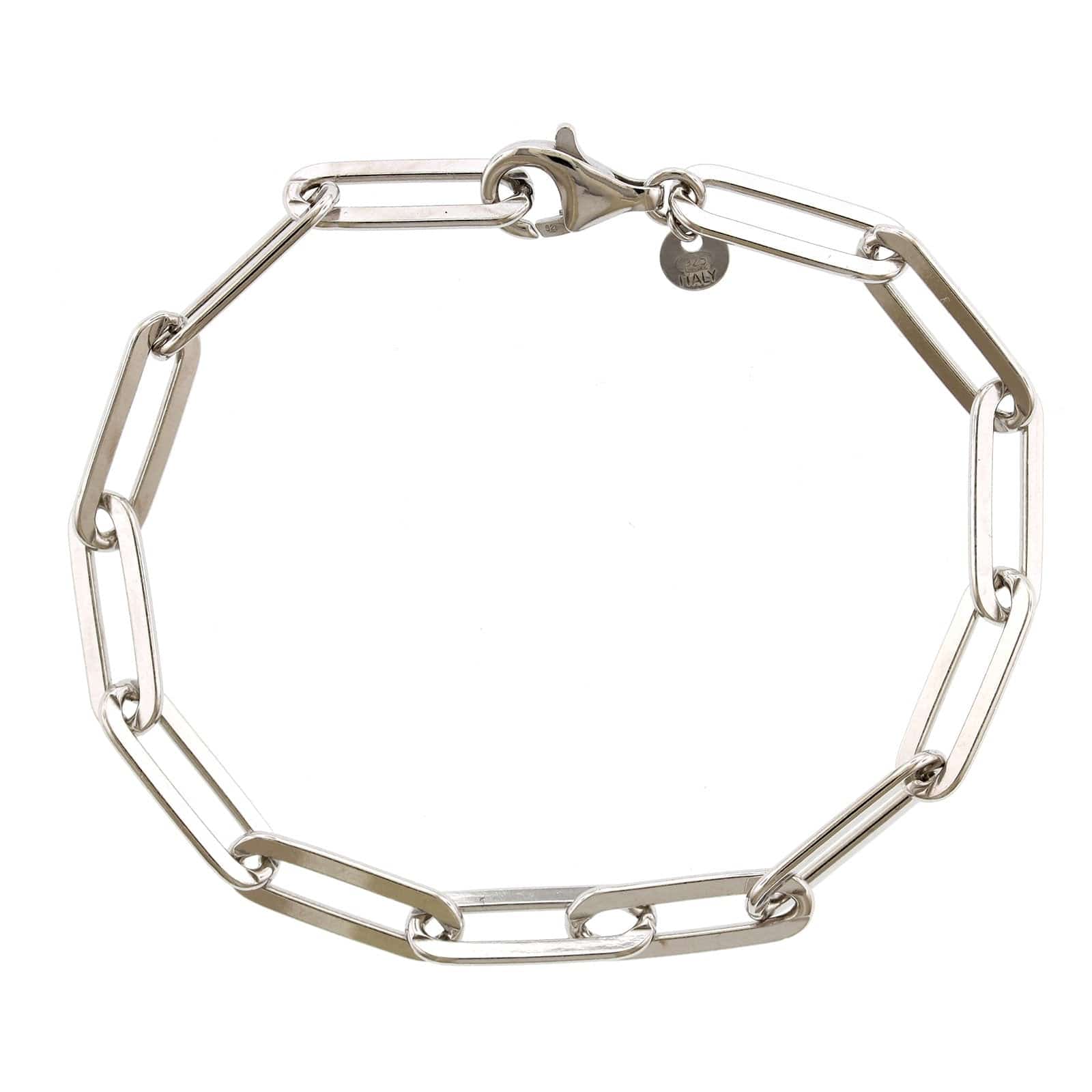 Sterling Silver Flat Paperclip Bracelet