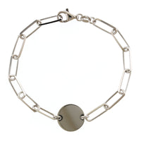 Sterling Silver Disc Flat Paperclip Bracelet