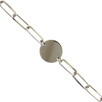 Sterling Silver Disc Flat Paperclip Bracelet