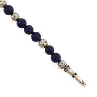 Sterling Silver Distressed Bead with Lapis Bracelet