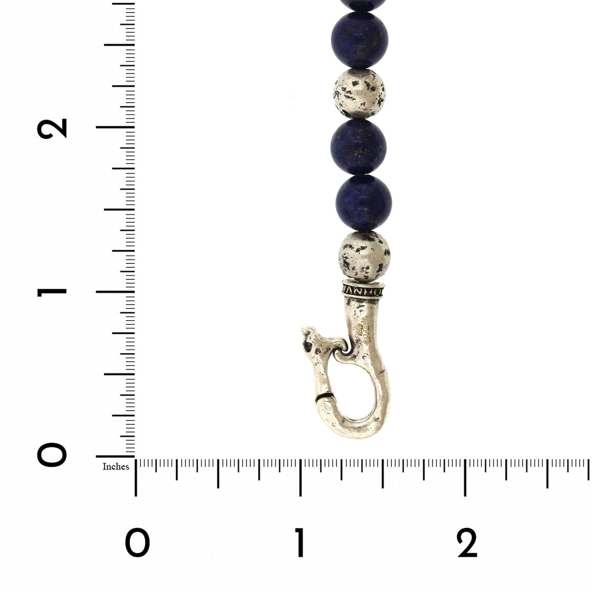 Sterling Silver Distressed Bead with Lapis Bracelet