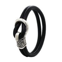 Artisan Sterling Silver Double Strand Leather Bracelet