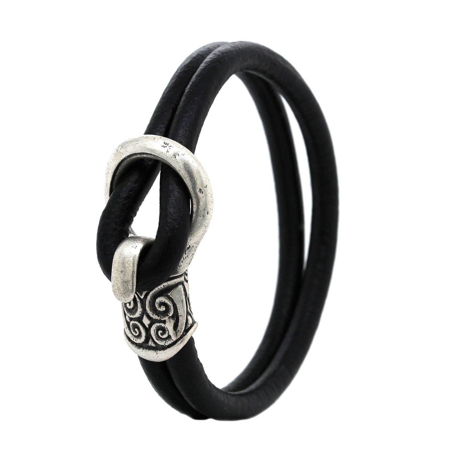 Artisan Sterling Silver Double Strand Leather Bracelet
