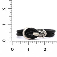 Artisan Sterling Silver Double Strand Leather Bracelet