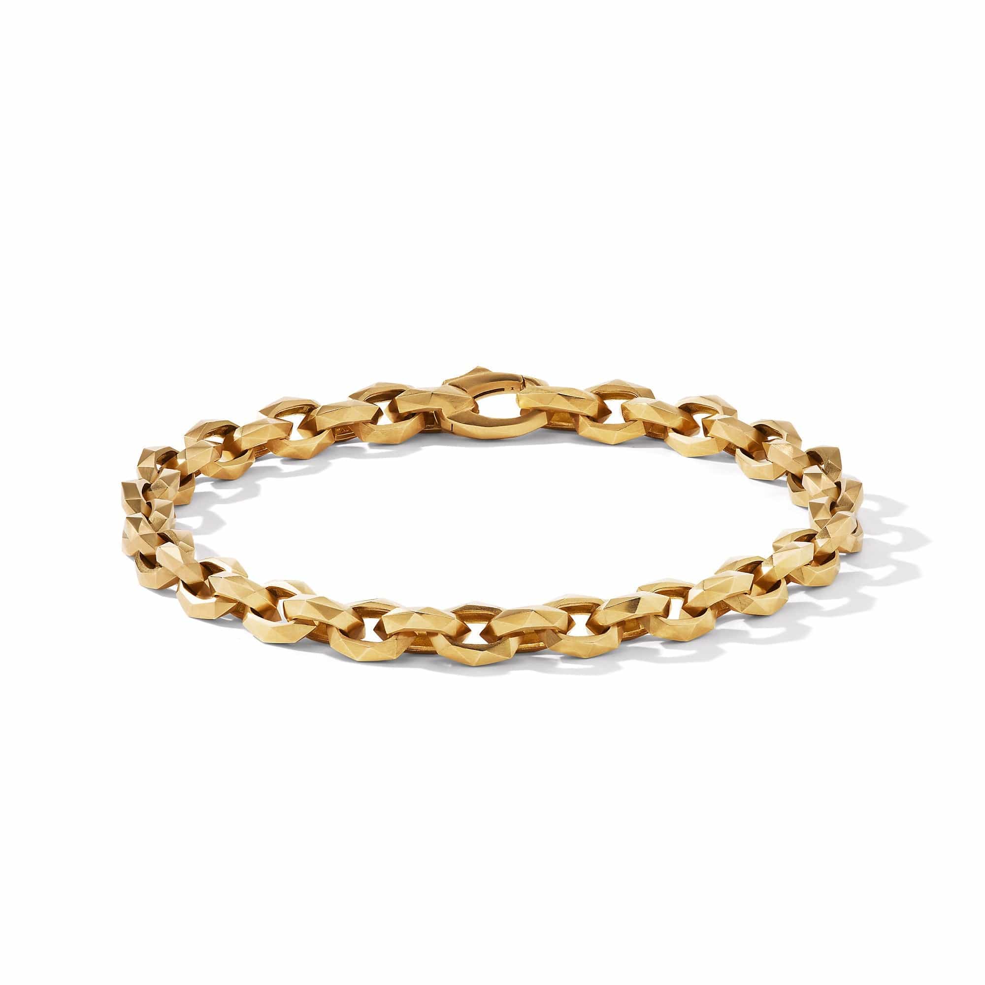 Torqued Faceted Chain Link Bracelet in 18K Yellow Gold, Yellow Gold, Long's Jewelers