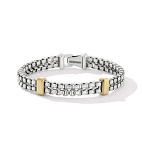 Double Box Chain Bracelet with 18K Yellow Gold, Sterling Silver, Long's Jewelers