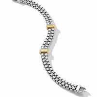 Double Box Chain Bracelet with 18K Yellow Gold, Sterling Silver, Long's Jewelers