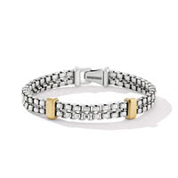 Double Box Chain Bracelet with 18K Yellow Gold, Sterling Silver, Long's Jewelers