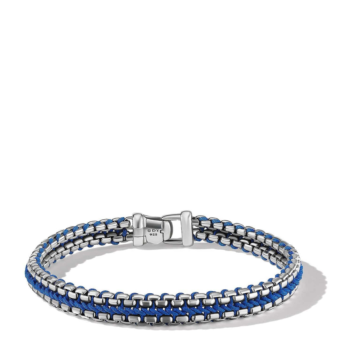 Woven Box Chain Bracelet in Blue, Sterling Silver, Long's Jewelers