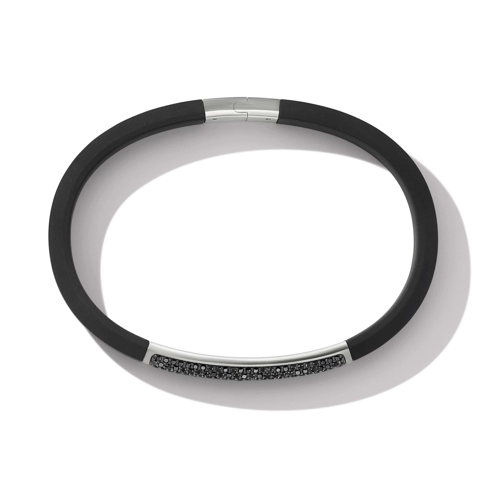 Streamline® ID Black Rubber Bracelet with Pavé Black Diamonds