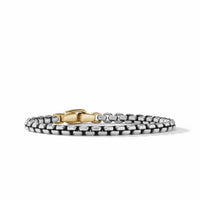 Box Chain Bracelet in Sterling Silver with 14K Yellow Gold