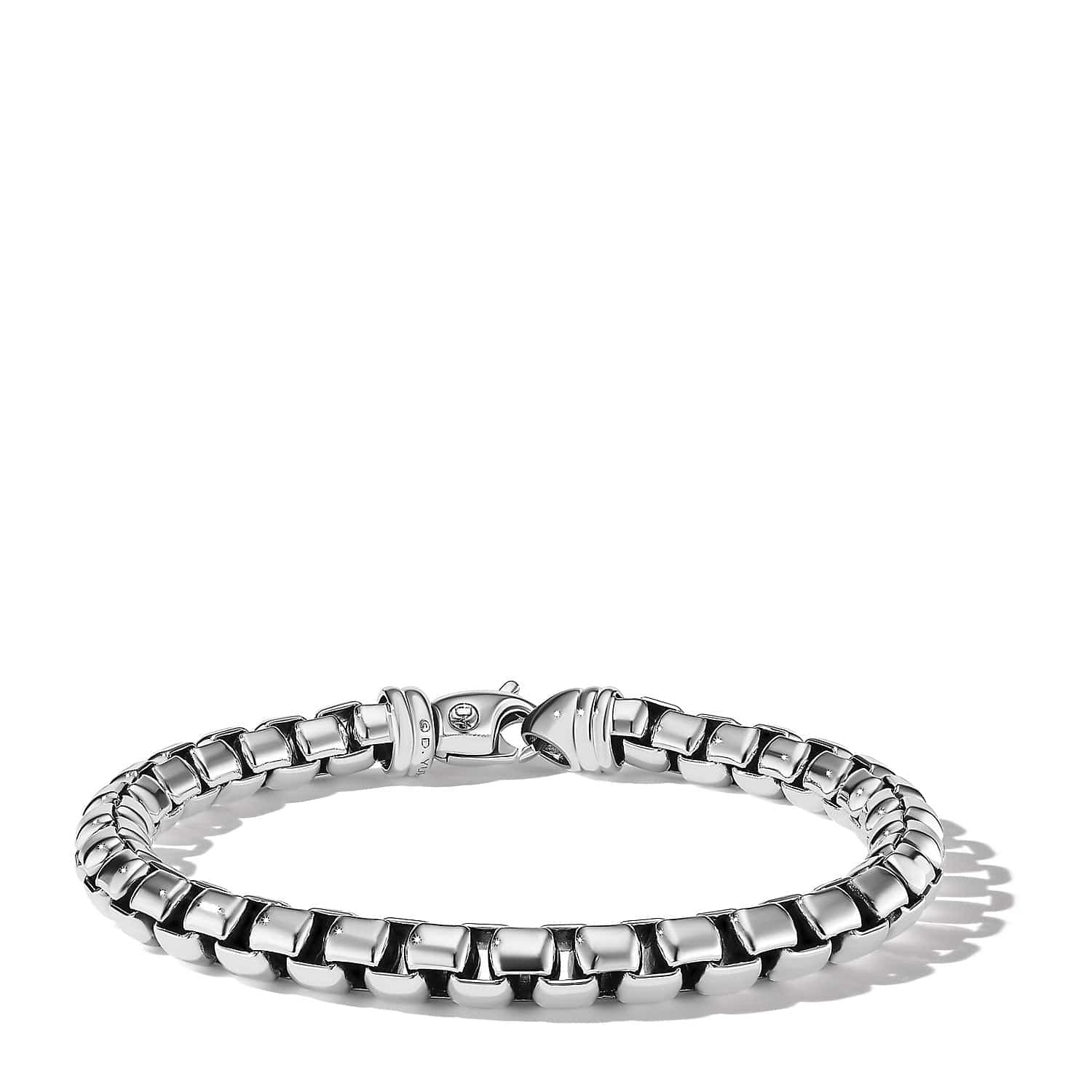 Box Chain Bracelet in Sterling Silver with Pavé Black Diamonds