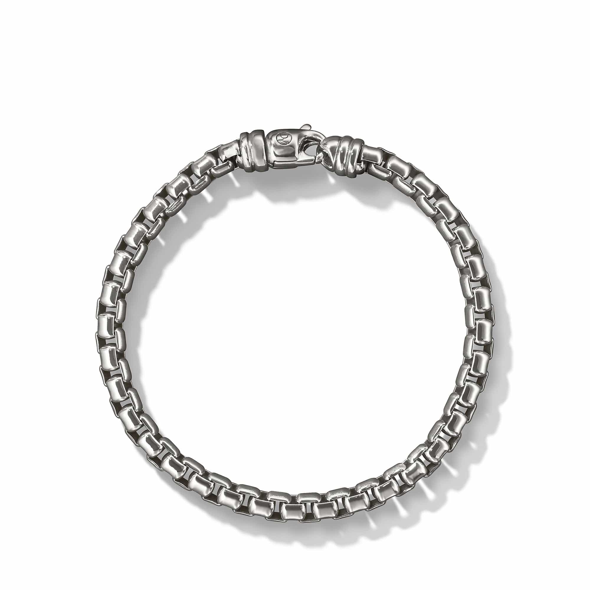 Box Chain Bracelet in Sterling Silver with Pavé Black Diamonds