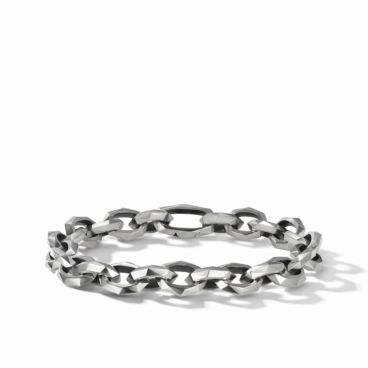 Torqued Faceted Chain Link Bracelet in Sterling Silver