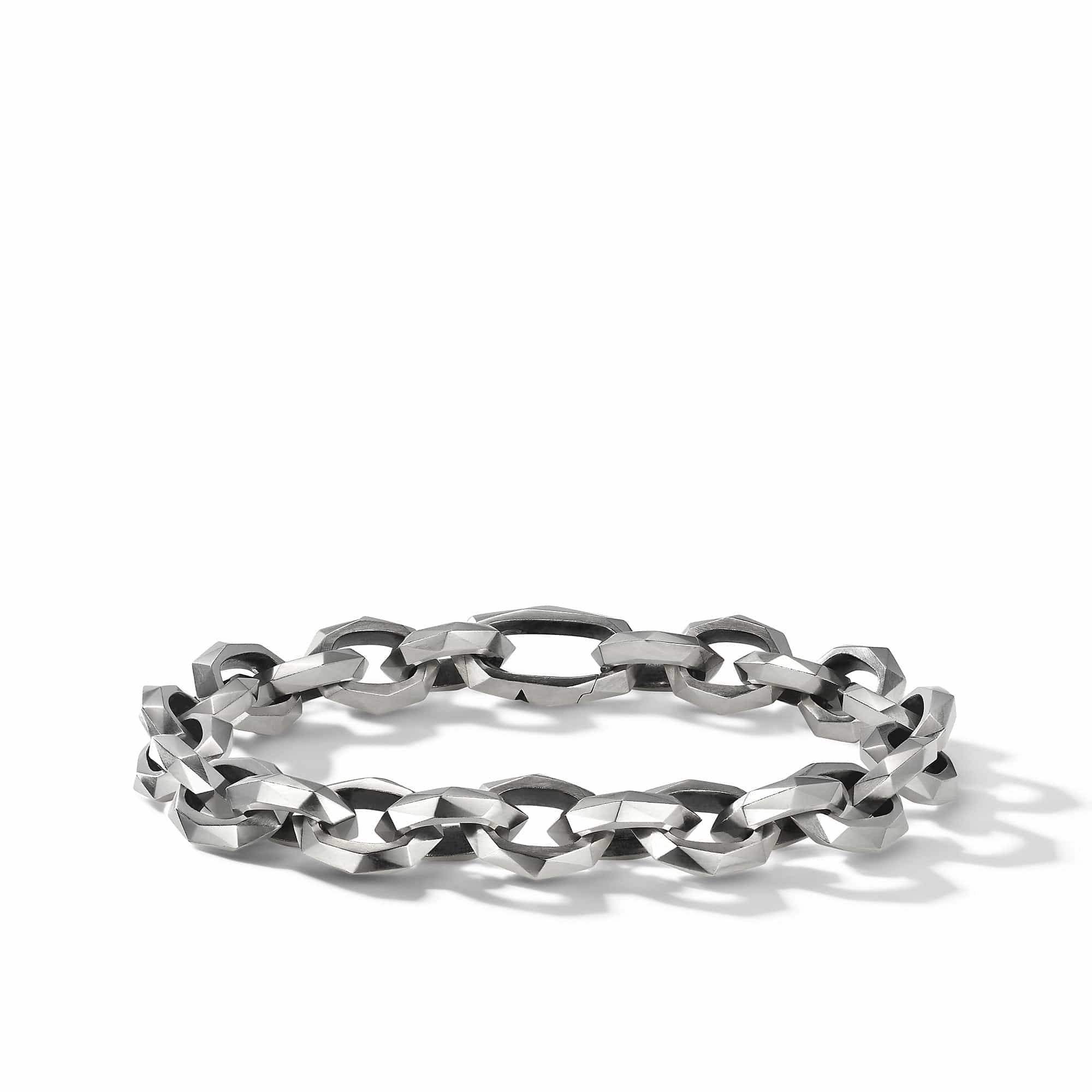 Torqued Faceted Chain Link Bracelet in Sterling Silver
