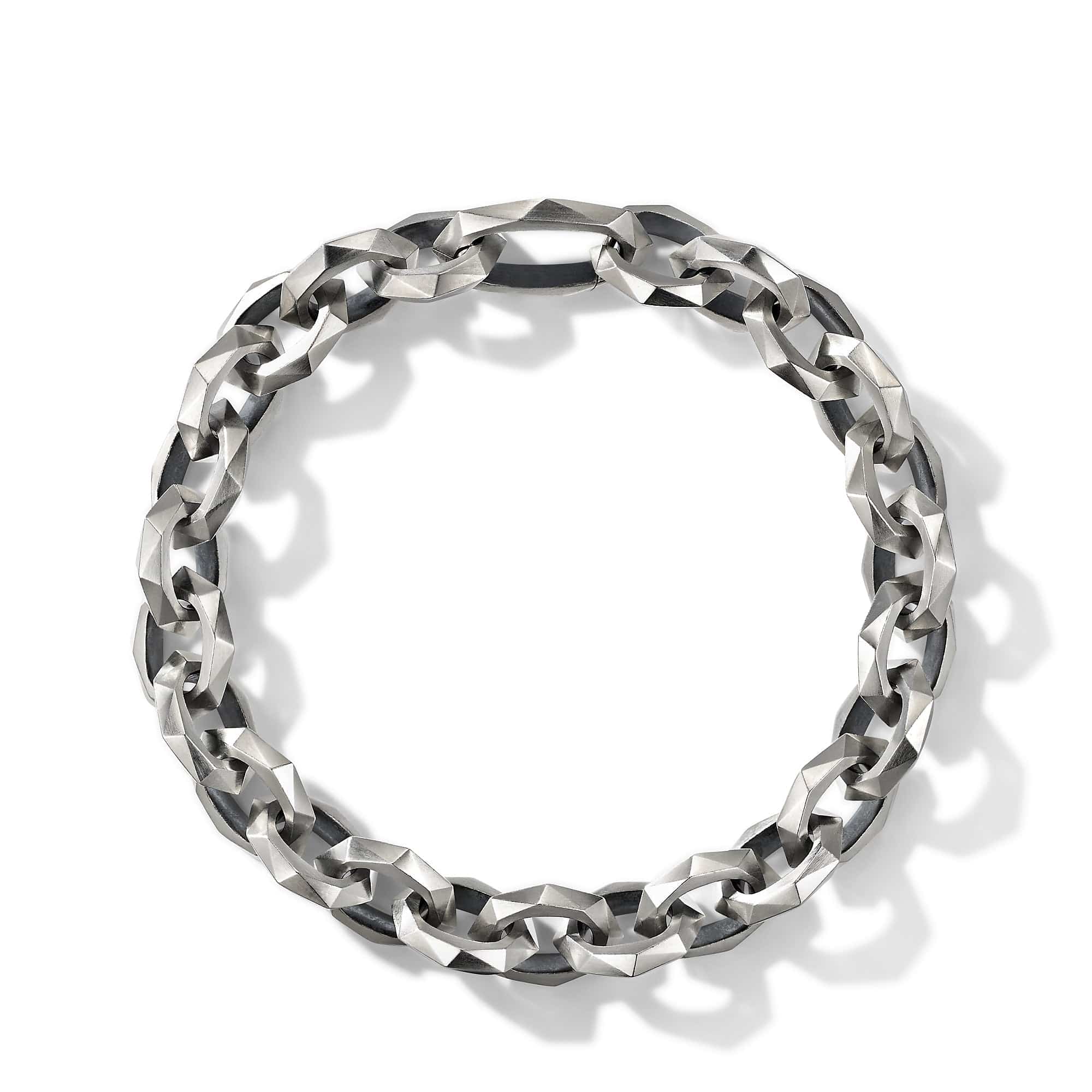 Torqued Faceted Chain Link Bracelet in Sterling Silver