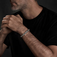 Torqued Faceted Chain Link Bracelet in Sterling Silver