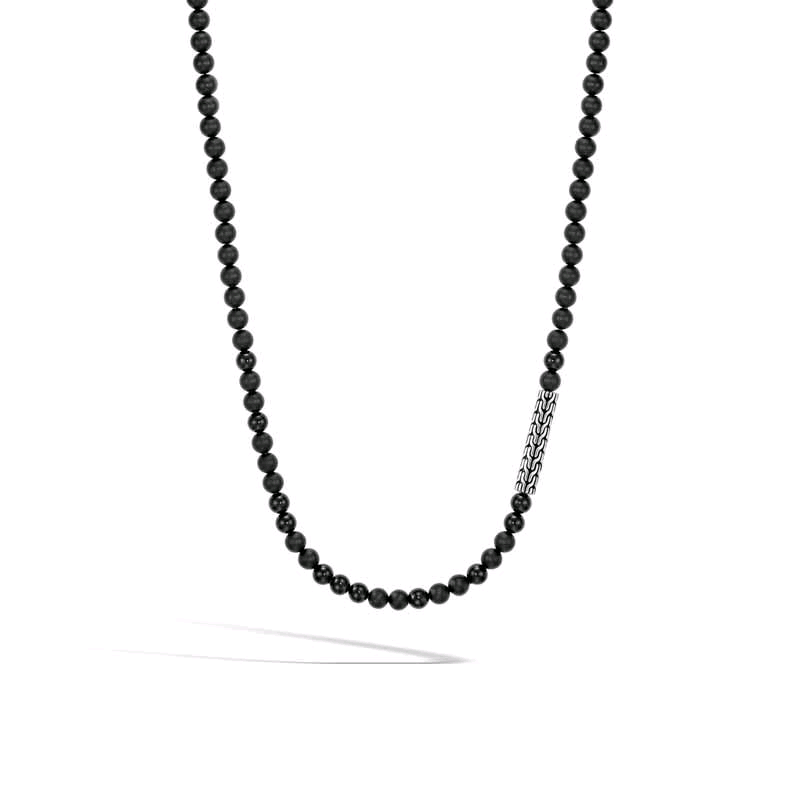 Classic Chain Sterling Silver Black Onyx Necklace