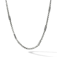 Streamline® Station Box Chain Necklace with Pavé Black Diamonds