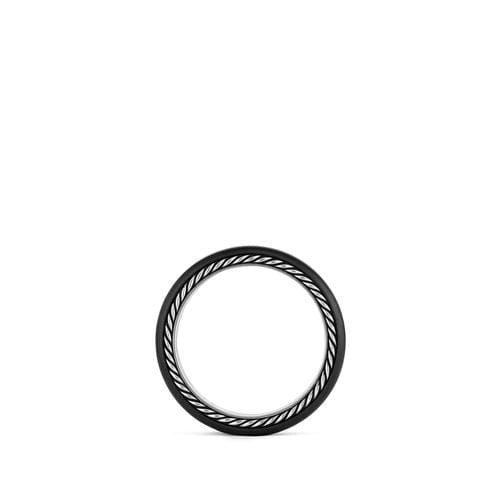 Streamline Narrow Band Ring with Black Diamonds and Black Titanium