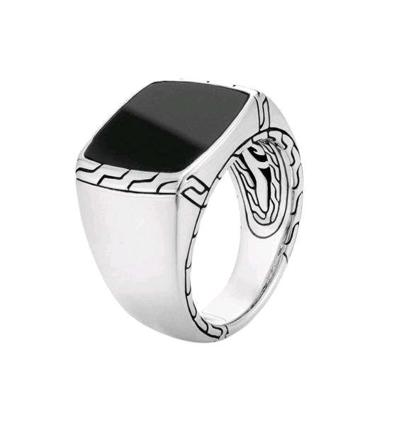 Batu Classic Chain Sterling Silver Signet Ring