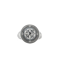Maritime® Compass Signet Ring with Center Black Diamond