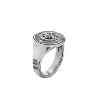 Maritime® Compass Signet Ring with Center Black Diamond