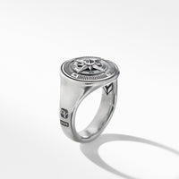 Maritime® Compass Signet Ring with Center Black Diamond