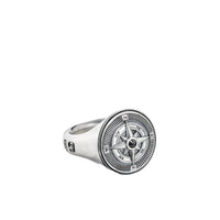 Maritime® Compass Signet Ring with Center Black Diamond