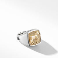 Petrvs® Horse Signet Ring with 18K Yellow Gold