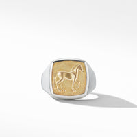 Petrvs® Horse Signet Ring with 18K Yellow Gold