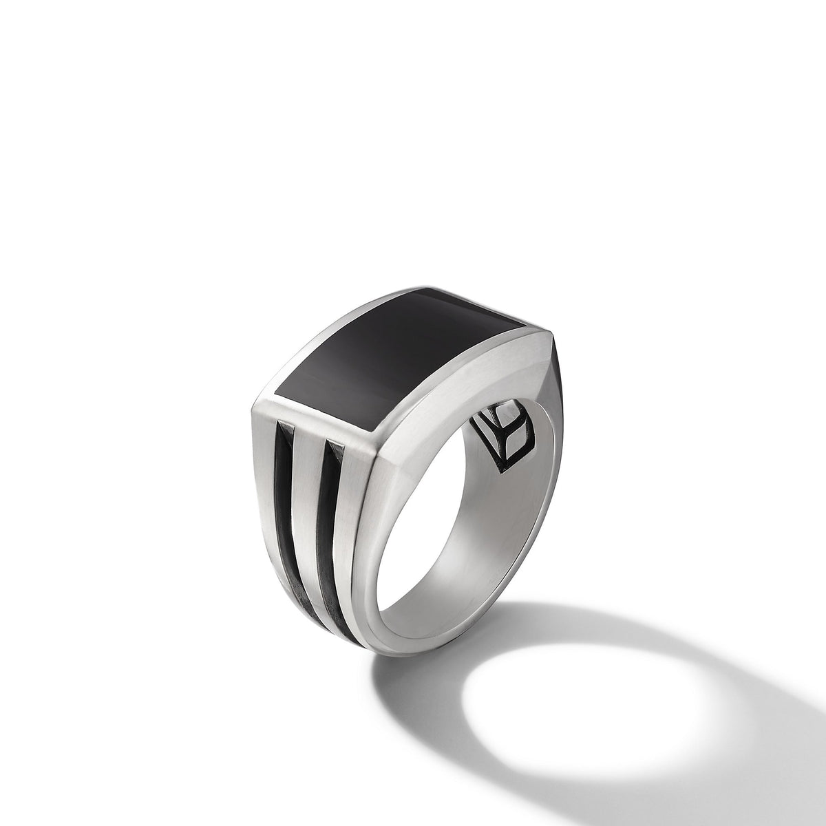 Beveled Signet Ring with Black Onyx