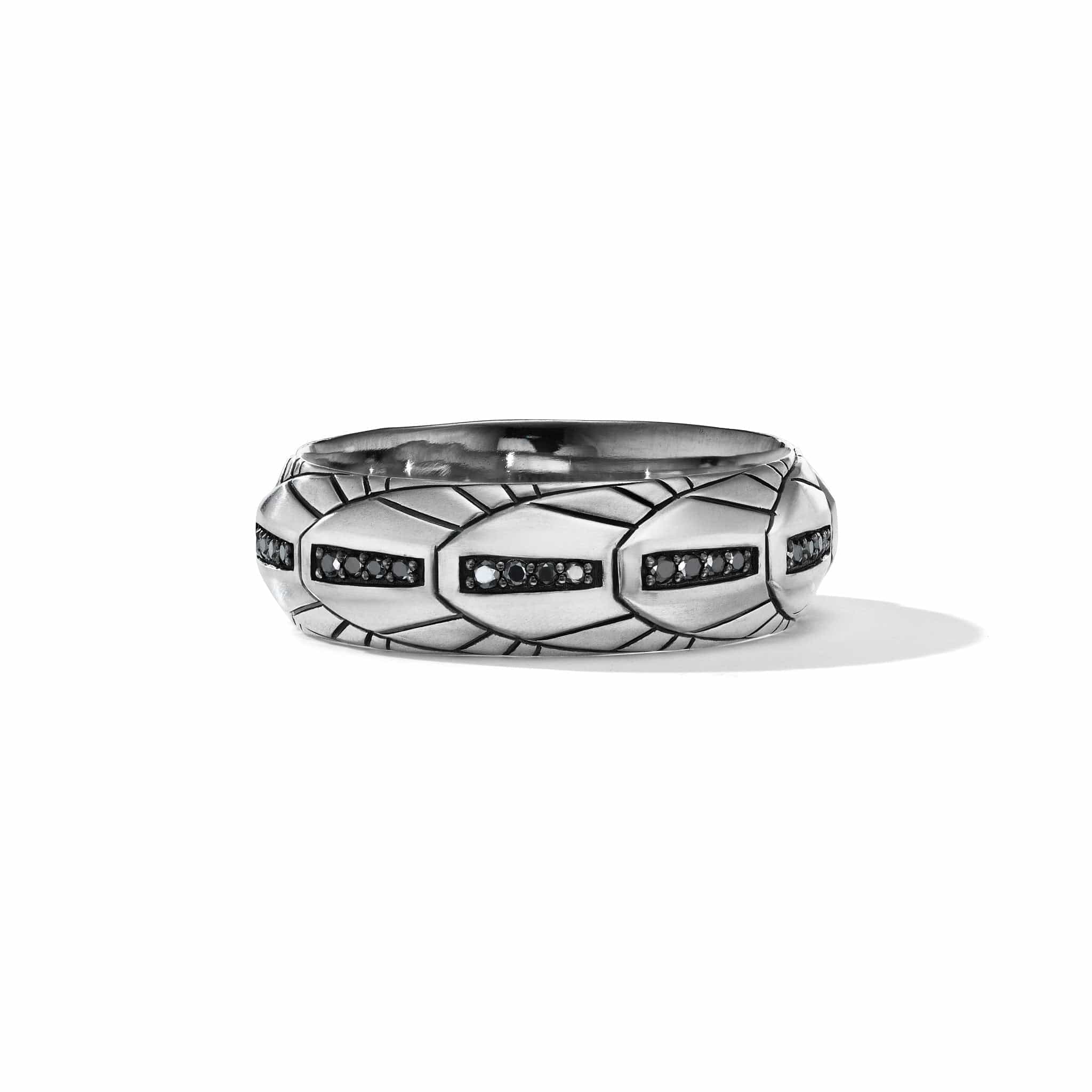 Empire Band Ring with Pavé Black Diamonds, Sterling Silver, Long's Jewelers