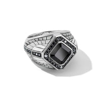 EMPIRE SIGNET RING WITH BLACK ONYX AND PAVÉ BLACK DIAMONDS, Sterling Silver, Long's Jewelers