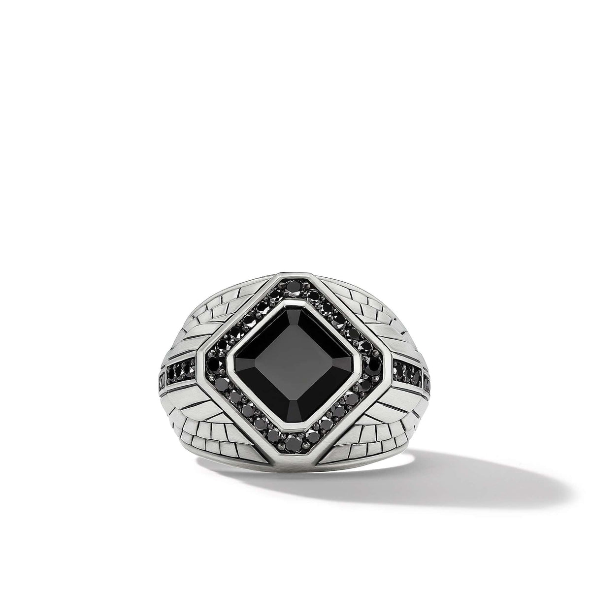 EMPIRE SIGNET RING WITH BLACK ONYX AND PAVÉ BLACK DIAMONDS, Sterling Silver, Long's Jewelers