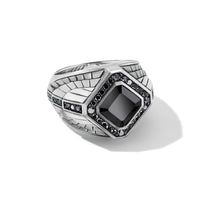EMPIRE SIGNET RING WITH BLACK ONYX AND PAVÉ BLACK DIAMONDS, Sterling Silver, Long's Jewelers