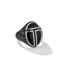 Cairo Signet Ring in Sterling Silver with Black Onyx and Pavé Black Diamonds