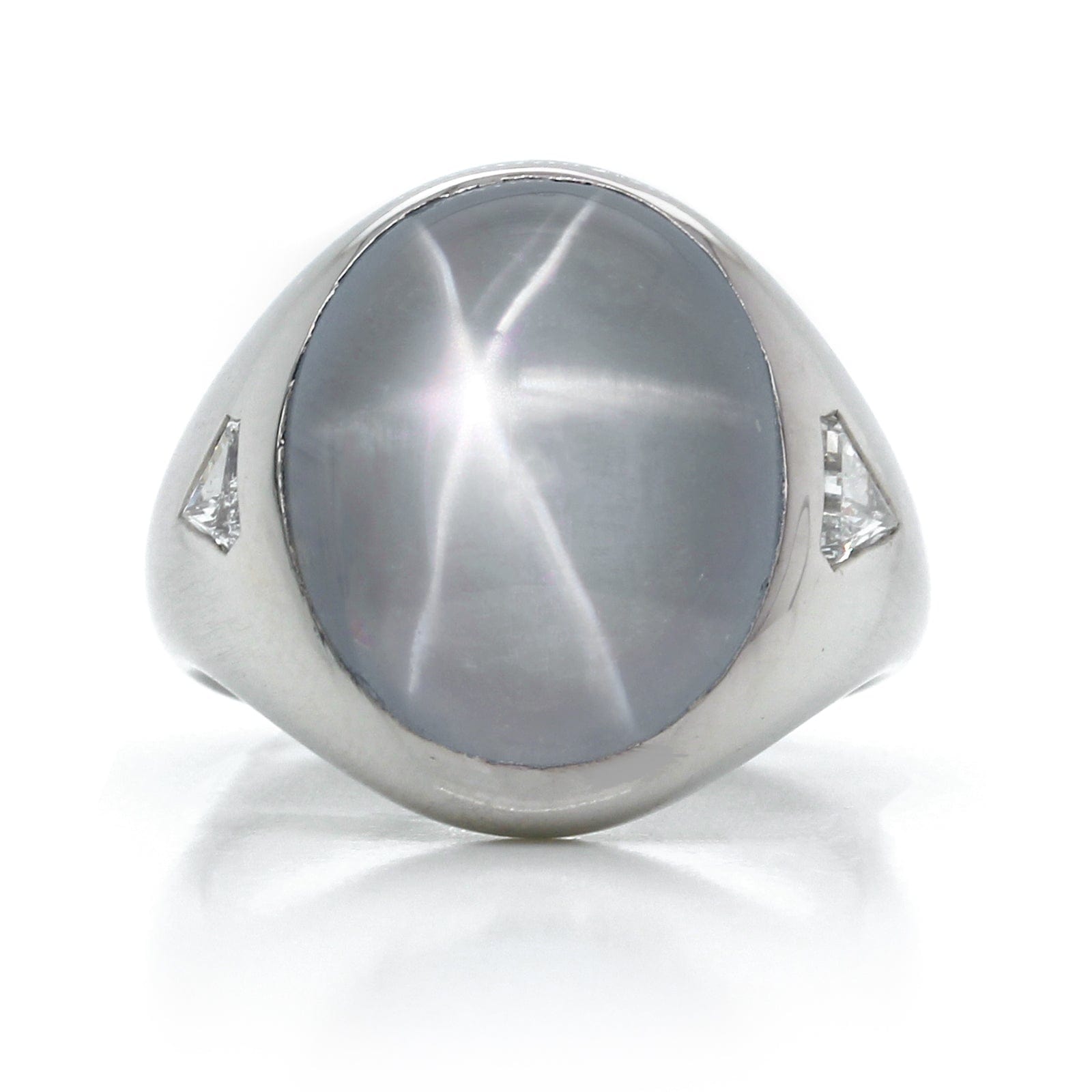 Oscar Heyman Platinum Oval Star Sapphire and Diamond Ring
