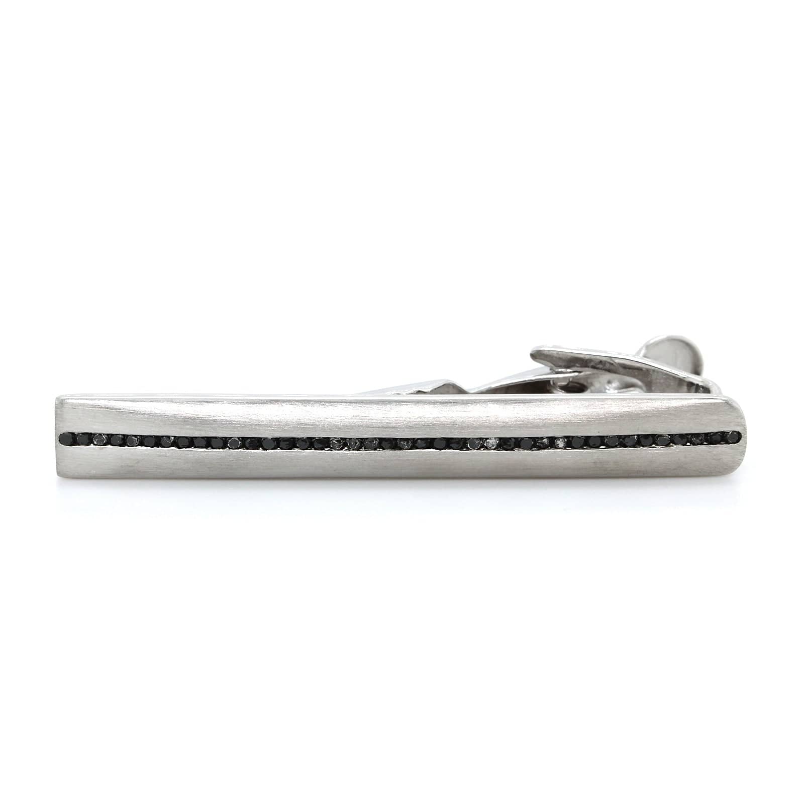 Sterling Silver Tie Bar with Black Diamonds