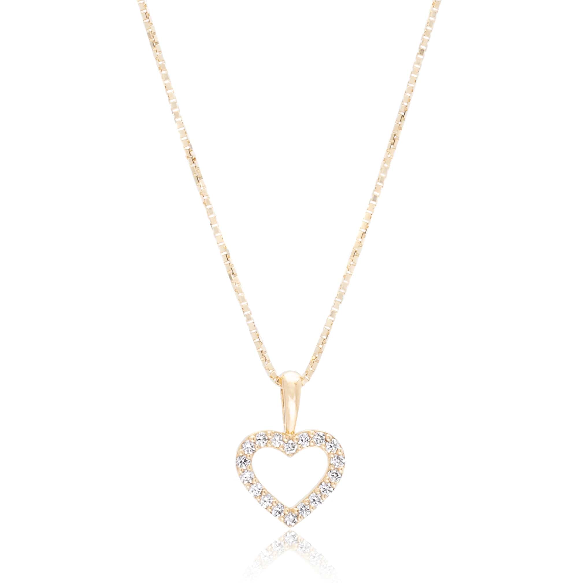 18K Yellow Gold Diamond Heart Pendant