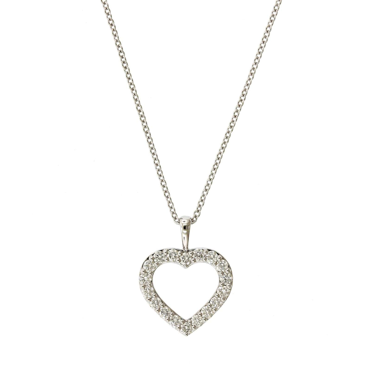 18K White Gold Diamond Heart Necklace